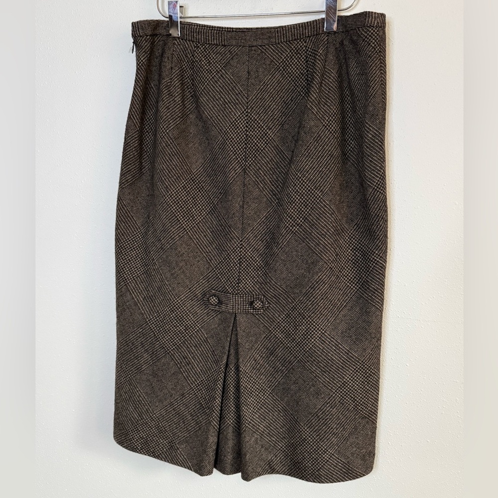 Ann Taylor Petite Brown Tweed A-Line Midi Skirt 8P Career Classic